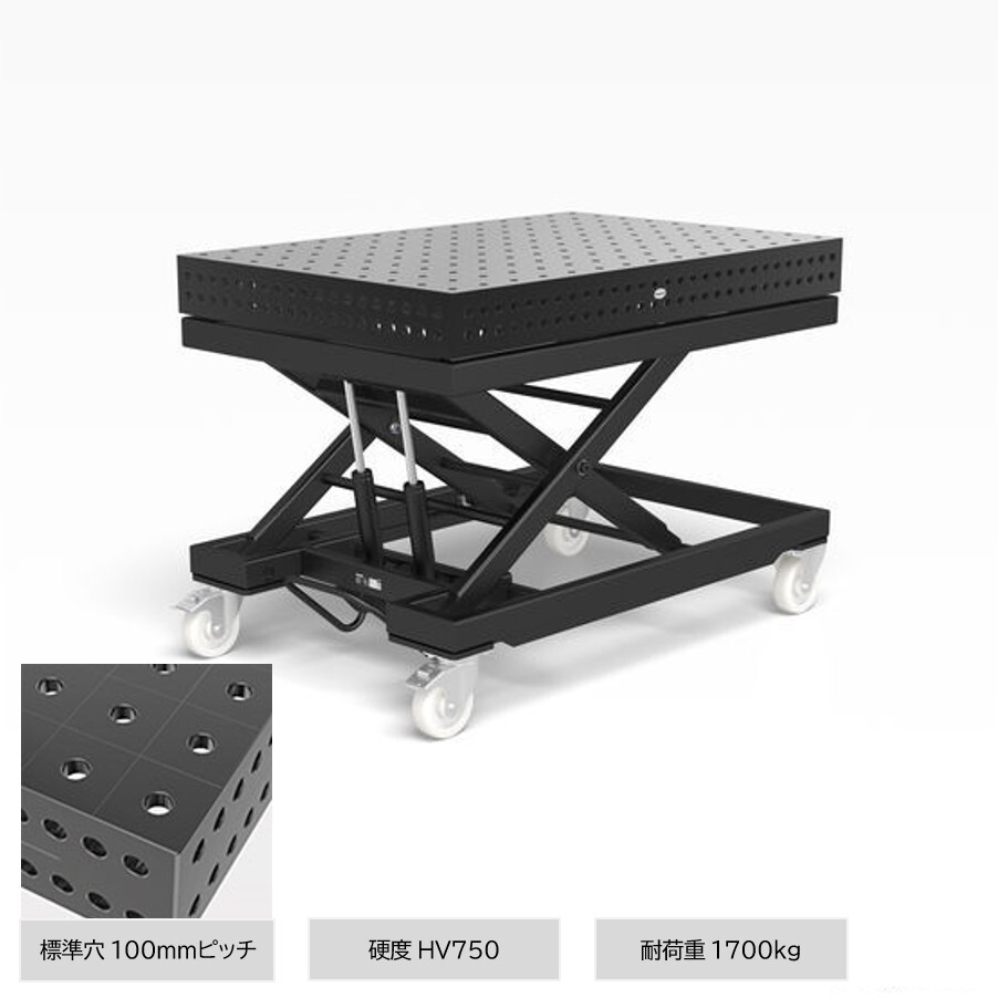 ３D溶接定盤　φ２２タイプ　移動式リフティングテーブル 　サイズ1500x1000x150　耐荷重1700 kg