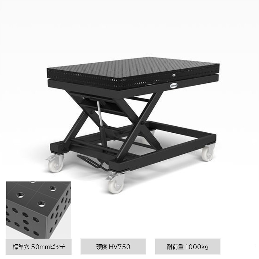 ３D溶接定盤　φ１６タイプ　移動式リフティングテーブル 　サイズ1500x1000x100　耐荷重1000 kg