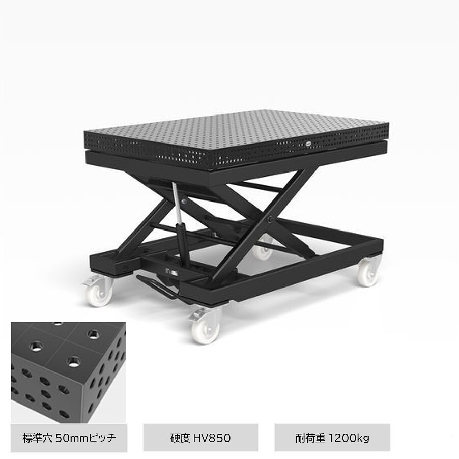 ３D溶接定盤　φ１６タイプ　移動式リフティングテーブル 　サイズ1500x1000x100　耐荷重1200 kg